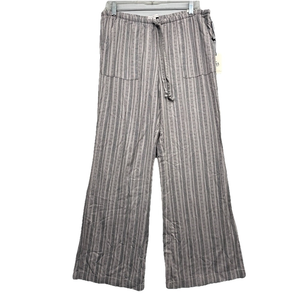 Sincerely Jules Low Rise Palazzo Pants Large Beige Knit Pull On Boho Hippie